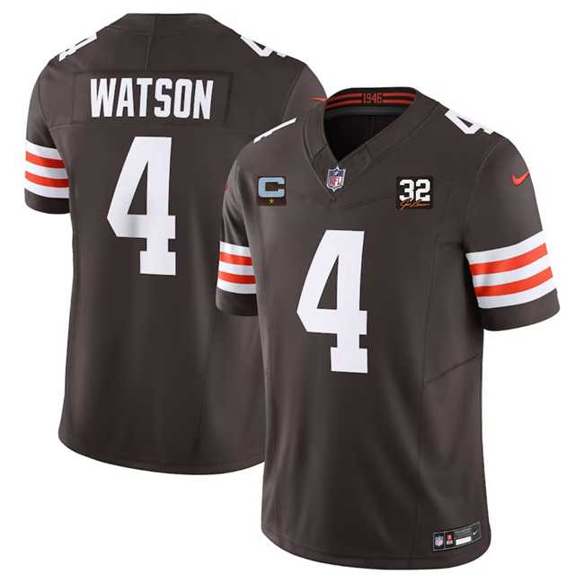 Men & Women & Youth Cleveland Browns #4 Deshaun Watson Brown 2023 F.U.S.E. With 1-Star C Patch And Jim Brown Memorial Patch Vapor Untouchable Limited Football Stitched Jersey->cincinnati bengals->NFL Jersey